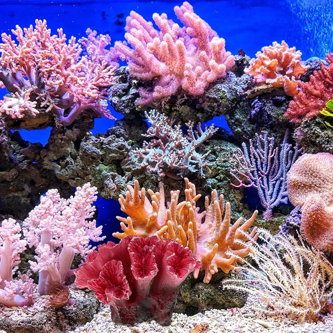 Ipetboom 2pcs Artificial Reef Coral Aquarium Decorations, Red Fish Tank Ornaments, Home Tank Decor Coral for Aquarium Landscape, 2.8x2 Inch
