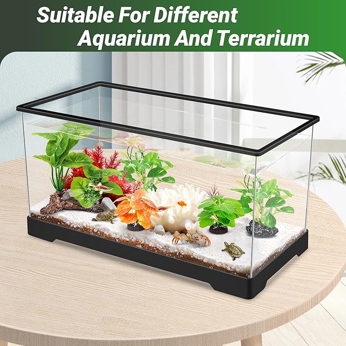 GOZILLA Fish Tank Plants, Reptile Artificial Plastic Plants, Reptile Plants for Terrarium, Aquarium Decorations Resin Pedestal Ornaments for Fish Tank Accessories Set.(5PCS/B-Set)