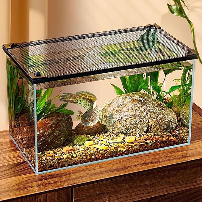 Magnetic Aquarium Cover Lid, DIY Fish Tank Lid Anti-Jumping Net Cover Mesh Terrarium Lid Aquarium Hood, Adjustable Size ＆ Washable(100x45cm)