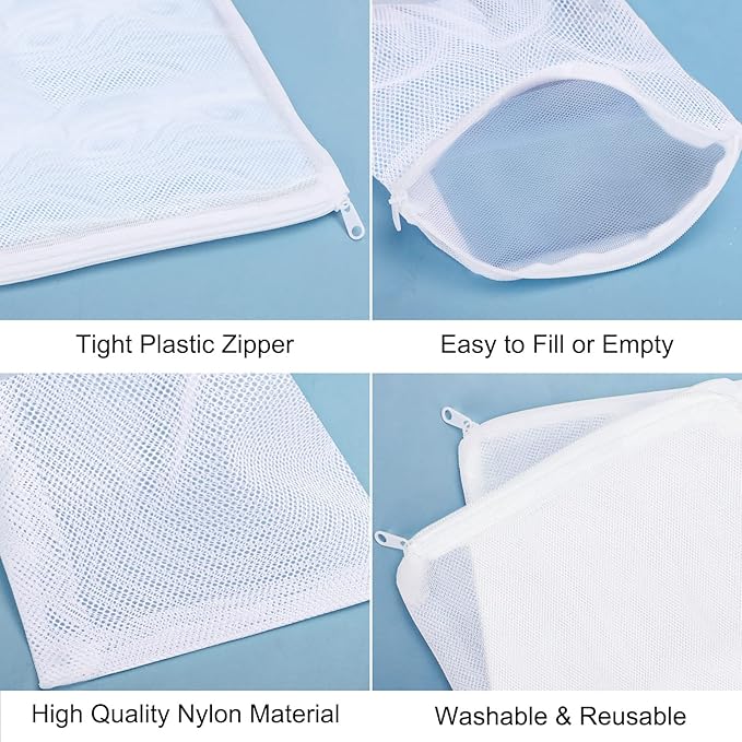 Segarty Filter Media Bags, 10PCS 11.7x7.8 Inch Aquarium Nylon Mesh Bags with Plastic Zipper, Fish Tank White Net Bags for Pellet Carbon, Bio Balls, Ceramic Rings, Ammonia Remover