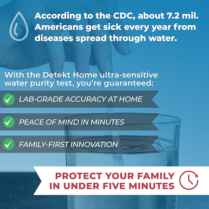 Detekt #1 Water Test Kit for RV & Marine Freshwater Systems Detects Bacteria & Mold in Water System – Ultra-Sensitive Microbial Water Test – Made in USA - 5 Minute Results + Species ID