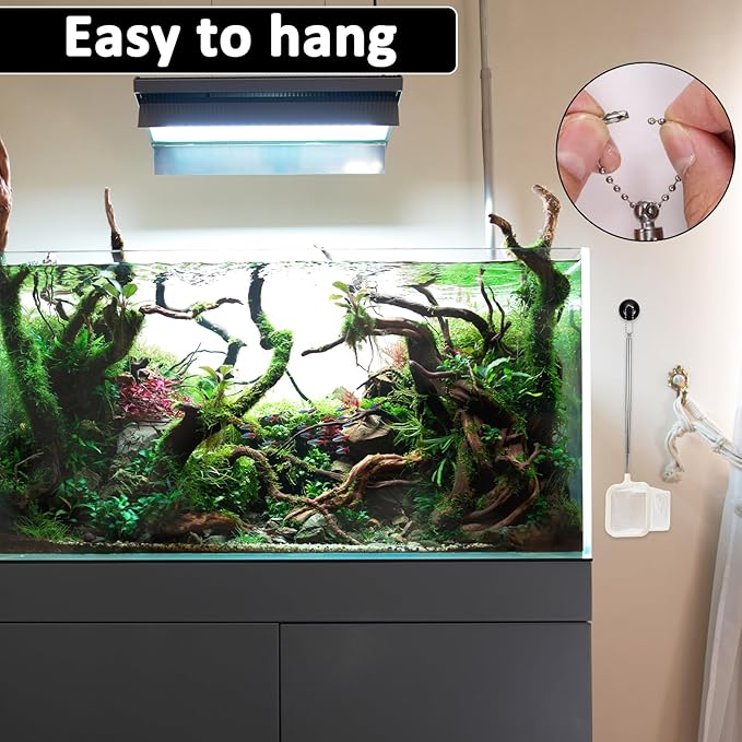 Aquarium Fish Nets, Fish Net for Tank, 2Pack White 3Inch Fine Mesh Aquarium Net Shrimp Nets with Extendable Stainless Steel Handle Small Tank Tool for Shrimp Bettas Square Round Debris