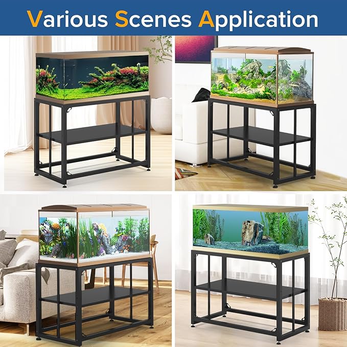 TOCRETOARE Fish Tank Stand 40 Gallon, Metal Aquarium Stand 36.5" L x 18.5" W*29.5”H, Double-Layer Storage Design, Suitable for Home and Office Use, 660LBS Capacity, Black (Tank not Included)