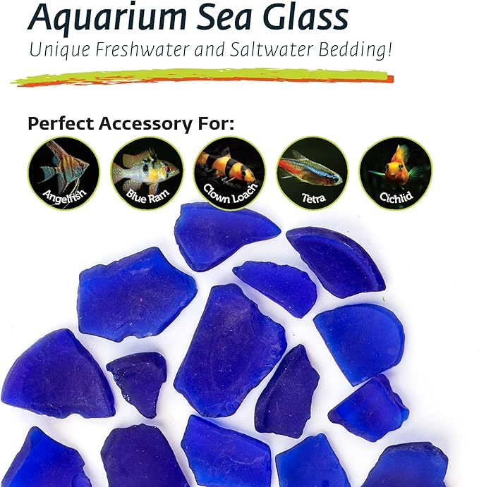 Galapagos (05131 Aquarium Sea Glass, Deep Sea Blue, 4lb Bag