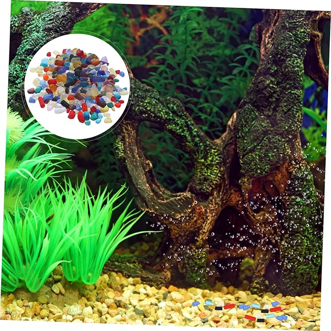 Happyyami 1set Fish Tank Gravels Natural Polished Aquarium Landscaping Stones for Terrarium and Fish Tank for Betta and Other Aquarium
