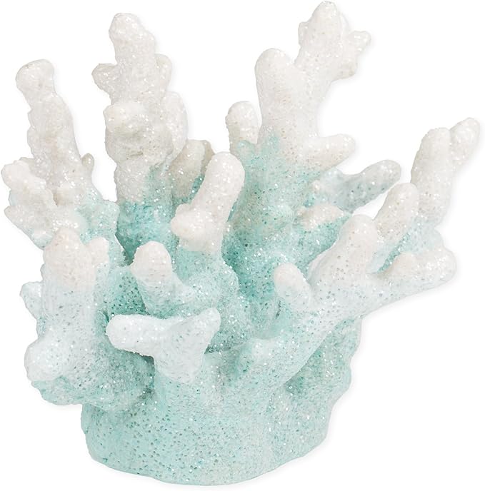 Delton Coral Blue White Ombre 7 x 6 Inch Resin Decorative Aquarium Tank Figurine, Multicolored,