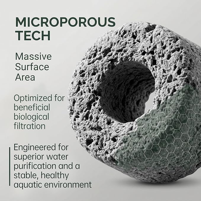 Sukh Ceramic Rings for Aquarium Filter – 1.6cm Porous Bio Media, 15oz Fish Tank Filtration Replacement for 20–55 Gallon Canister & Pond Systems, Includes 2 Media Bags for Freshwater Saltwater Setup