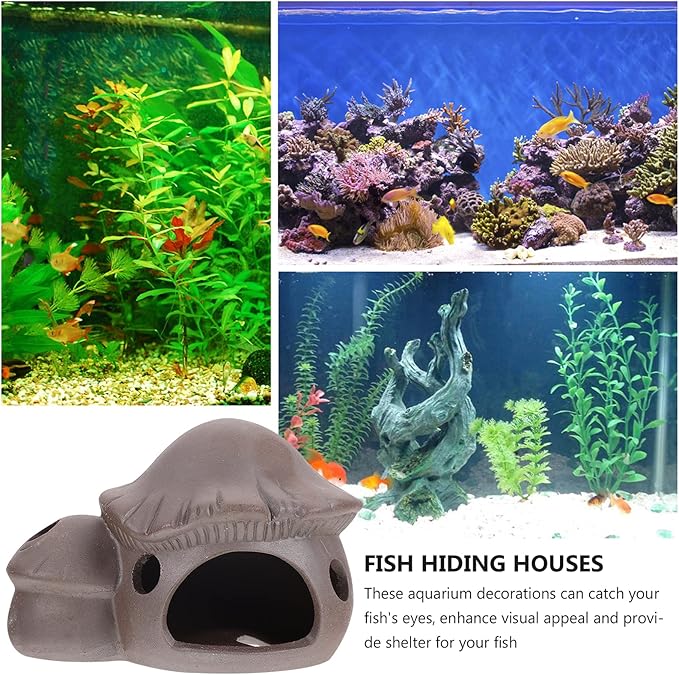 balacoo Sand Fish Tank Hideout Cave House Aquarium Hut Decor for Fish Shelter for Hiding Playing and Breeding Fun Landscape Ornament for Aquatic Environments