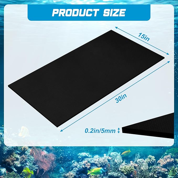 30 x 15 x 0.2 Inches Aquarium Leveling Mat Set, Liveek Waterproof Fish Tank Pad with Scissors & Measuring Tape, Black Easy to Cut Neoprene Mat for Under Tank