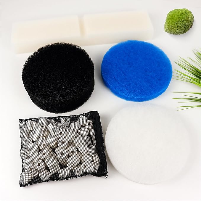 MACIFECI 28 PCS Replacement Filter Media Kit Compatible with Fluval FX2/FX4/FX5/FX6 Aquarium Filters Include Media, Carbon Foam Pad, Water Polishing Pads, Bio-Foam Pads, Foam Block, Mesh Bag