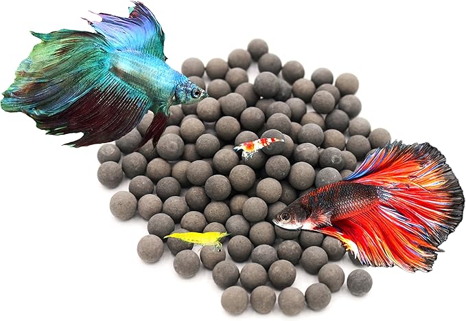 Awesome Industries 125 Betta & Shrimp Tourmaline Mineral Balls Aquarium Water Conditioner Over 30 Elements Improves Water Quality, pH Balance, Health, Color & Breeding (125 Pack Regular)