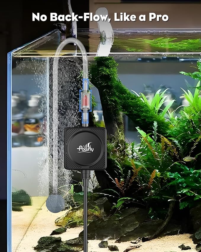 Pawfly Nano Silent Aquarium Air Pump, Mini Bubbler with Accessories, 1.3 W Portable Oxygen Aerator for 1-15 Gallon Fish Tanks, 450 mL/min