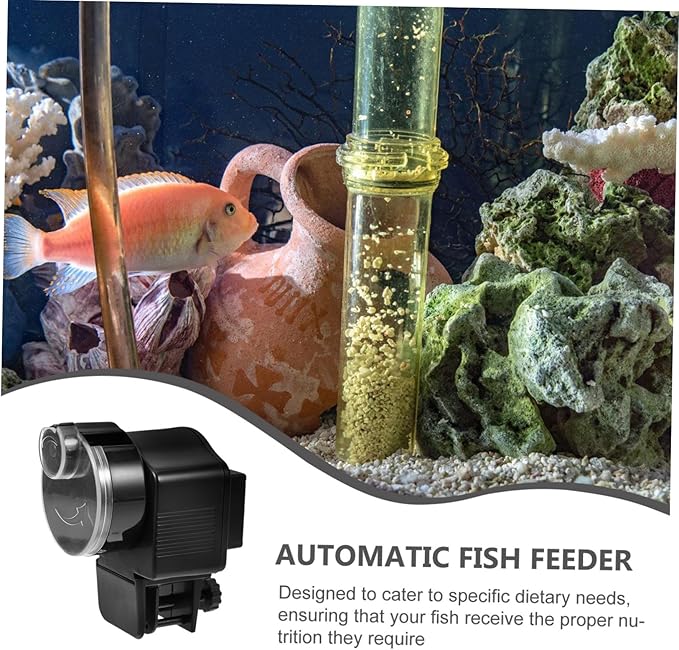Artibetter Automatic Fish Feeder for Aquarium and Pond, Timed Fish Feeding Tool with LCD Timer, Battery-Free Design, Suitable for Goldfish and Turtle Tanks, Aquarium Supplies