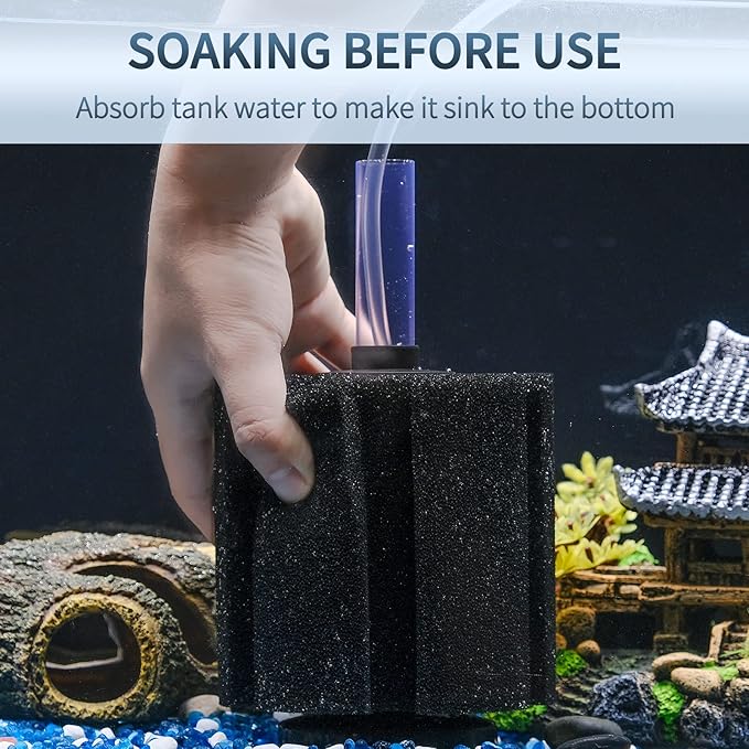 Pawfly Aquarium Large Bio Sponge Filter Quiet Betta Fry Shrimp and Small Fish Foam Filter for Fish Tank up to 60 Gallon