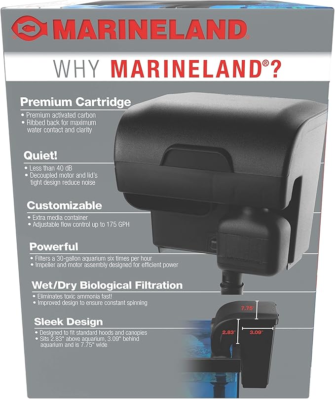 Marineland Penguin PRO 175 Power Filter, Multi-Stage Aquarium Filtration for Up to 30 Gallons