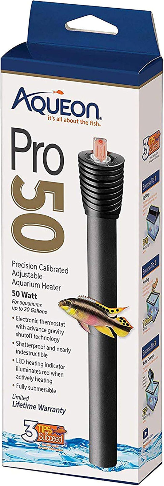 Aqueon Adjustable PRO Aquarium Heater Up to 20 Gallons, 50 Watts