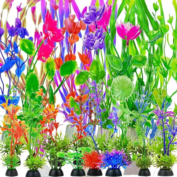 25pcs Aquarium Decor Plants,Fish Tank Accessories Aquarium Artificial Plants, Fish Tank Decorations Plants, Small to Large