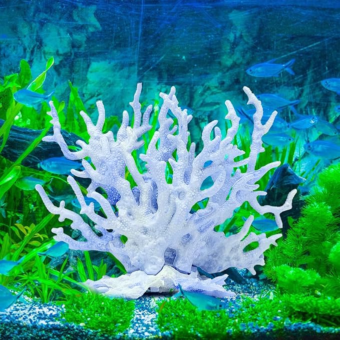 2 PCS Aquarium Coral Ornament, Blue Pink Coral Reef Decor, Artificial Plants Fish Tank Decorations