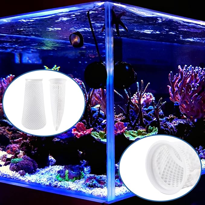 Jecery 8 Pcs Filter Socks 4 Inch 3D Honeycomb Design Filter Sock 4 Inch Ring by 11.8 Inch Long Saltwater Aquarium 150μm Aquarium Sump Use in Fish Tank Sump Overflow, White