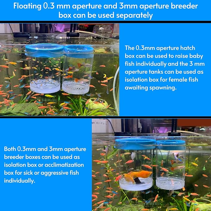 Fish Breeder Box for Fishes Tank Isolation Aquarium Separator Hatchery Incubator for Guppy Baby Betta Saltwater Clownfish Coral Aggressive or Injured Fish (Large Two-Piece Set)