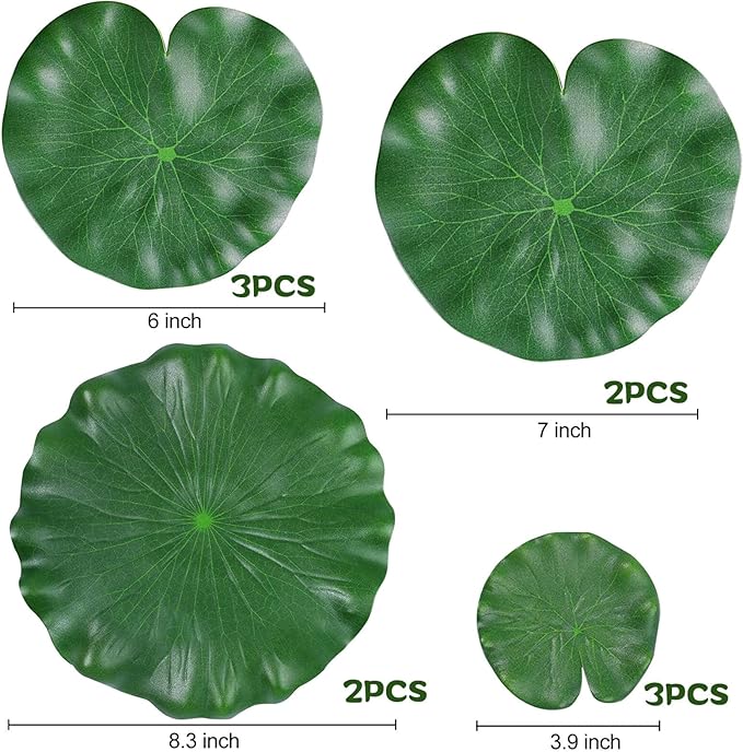 10 Pcs Realistic Lily Pads Leaves for Ponds, Artificial Floating Foam Lotus Leaves, Water Lily Pads Artificial Foliage Pond Decor for Koi Fish Pool Patio Aquarium
