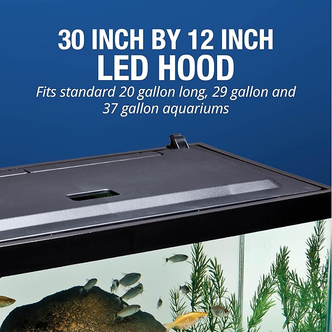 Tetra LED Aquarium Hood 30 in x 12 in, Low-Profile Fish Tank Cover with Hidden Lighting