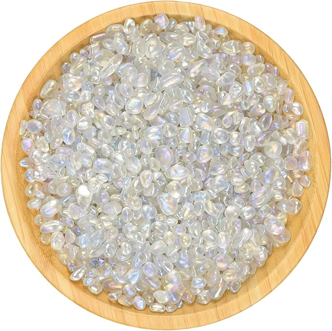 WAYBER 1Lb/460g Irregular Sea Glass Stones Artificial Crystal Gem Pebbles for Aquarium/Turtle Tank/Terrarium/Flowerpot/Vase Landscape Ornament Decoration, Hyun White
