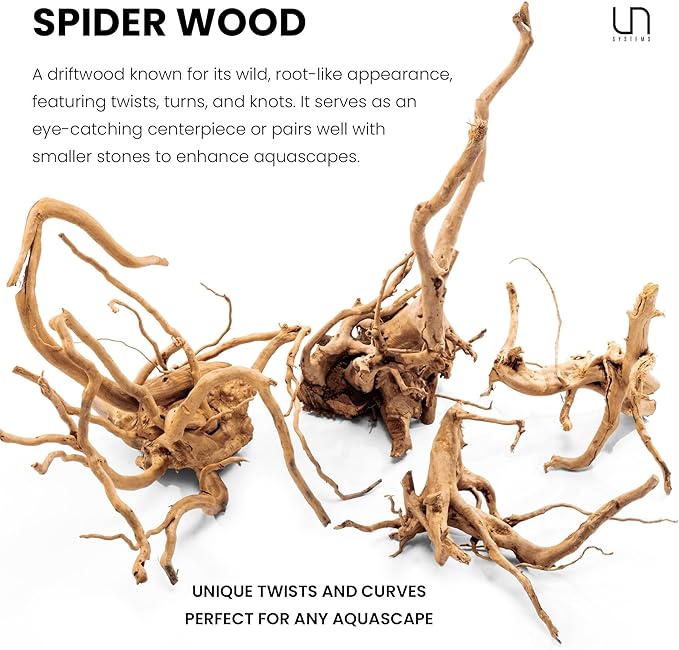 Ultum Nature Systems Driftwood - Spider Drift Wood for Fish Tank, Planted Tank, Terriarium, Paludarium - Versatile Natural Driftwood Decor, Events Wood Centerpiece - Spider Wood, Medium (12-15")