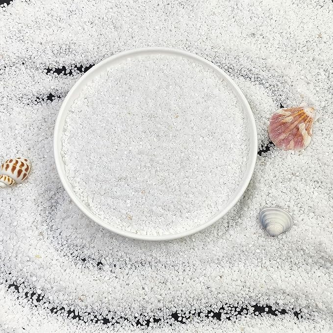 FANTIAN 5 lbs Aquarium White Sand, 0.8-2 mm Mini Aquarium Gravel. Coarse Sand for Fish Tank, Paintings, Succulent Plants Potted, Fire Pits, Candle, Vase Filler and Crafts