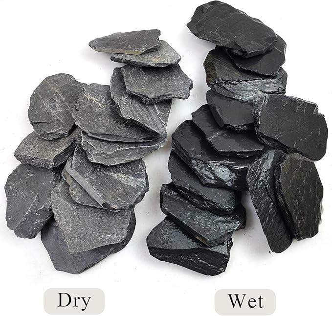 YISZM Slate Rock for Aquarium, 3-5 Inch Polished Natural Stone Rocks, Fish Tank Decor, Aquascaping Rocks, Safe for Aquariums, Terrariums, 10 lbs