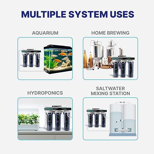 NU Aqua RODI System for Aquarium 4 Stage Deionization Reverse Osmosis System - RO Water Filter System 100 GPD Saltwater and Freshwater Filtration - 120-Day Trial