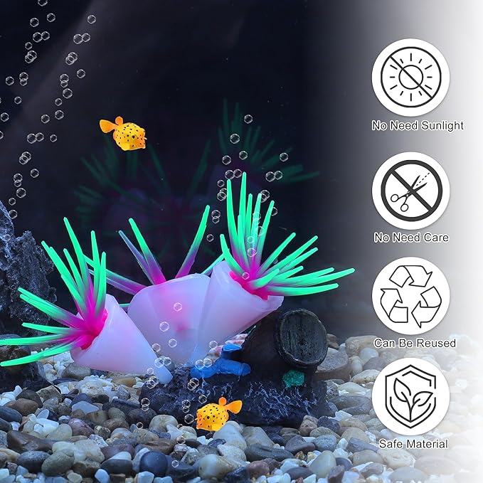 Fluorescent Aquarium Coral, Vibrant Glowing Effect, Fish Tank Decorations, Artificial Accessories, Green