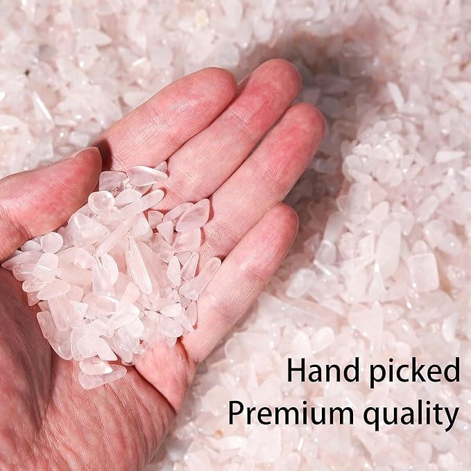 Rose Quartz & Clear Quartz Crystal Chips 1lb (1200+ Pieces) – 5-8mm Natural Healing Stone Mix for Crafts, Plants, Aquarium & DIY Gifts