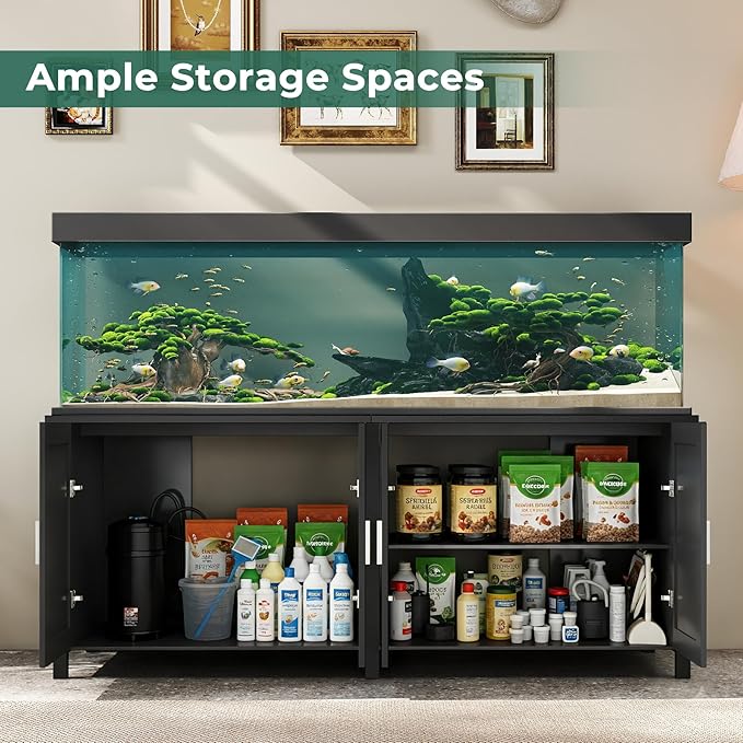 Miereirl 180-200 Gallon Fish Tank Stand, Heavy Duty Aquarium Stand,Fits 125/150/180/200 Gallon Tank Stand, Cabinet Storage for Fish Tank, Turtle Tank, Reptile Terrarium, 2200 lb Capacity