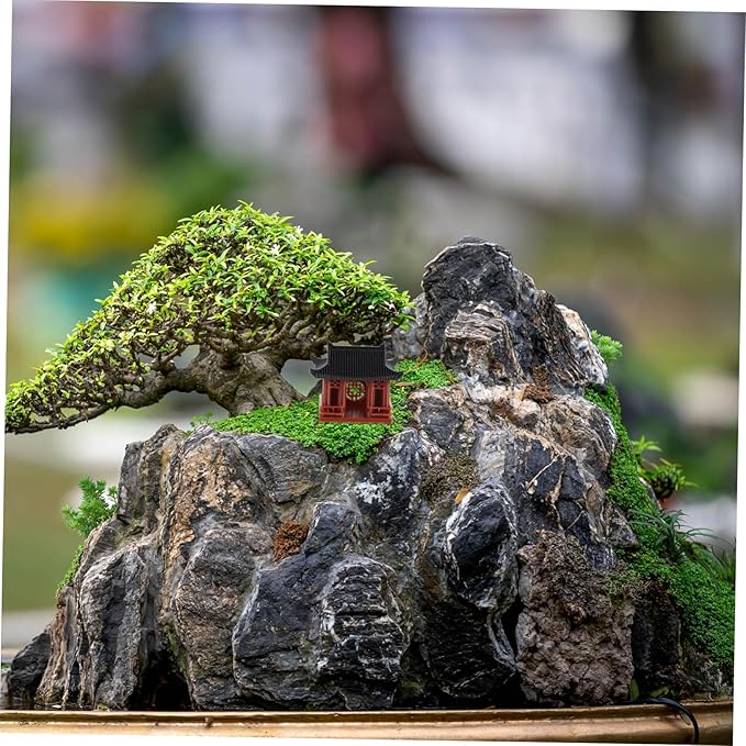Ipetboom Miniature Pagoda Statue Zen Asian Decor for Home Meditation Compact Bonsai Micro Landscape Figurine for Fish Tank Sand Table Intricate Design Vibrant Colors