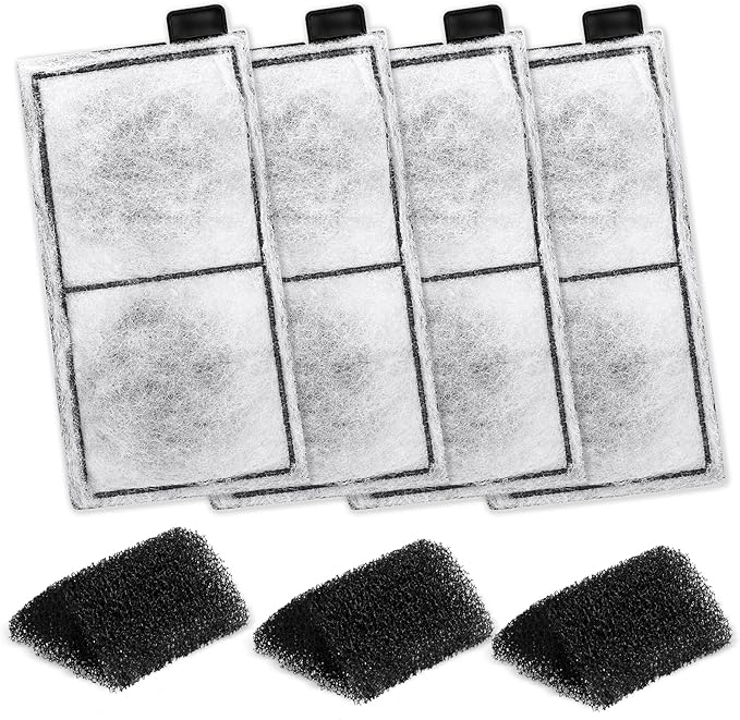 hygger HG009 Aquarium Filter Replacement Carbon Filter Cartridges 4 Pcs with Triangle Filter Sponge 3 Pcs (L)