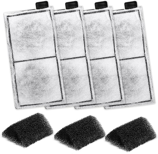 hygger HG009 Aquarium Filter Replacement Carbon Filter Cartridges 4 Pcs with Triangle Filter Sponge 3 Pcs (L)