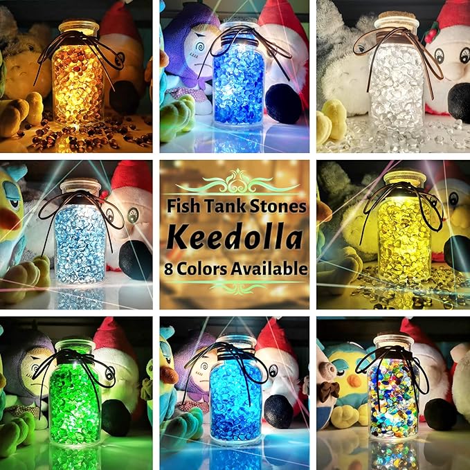 Keedolla Aquarium Gravel Fish Tank Rocks Pebbles Small, Irregular Sea Glass Pebbles Stones for Crafts, Vase Fillers, Aquarium, Fish Turtle Tank Decorations 0.93LB