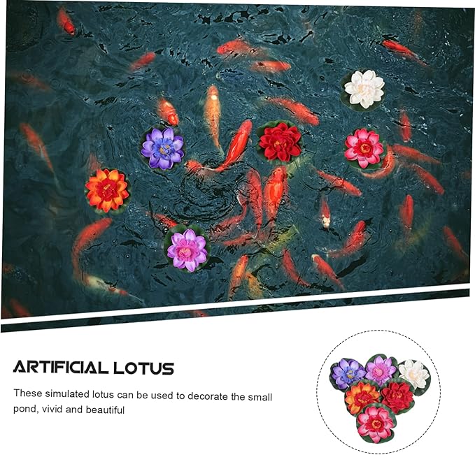 Happyyami 6pcs Artificial Lotus Goblincore Room Decor Indoor House Plants Plastic Aquarium Plants Bridal Lotus Leaves Decor Artificial Lily Pads Vivid Lotus Ornament Fish Tank Lotus Moss