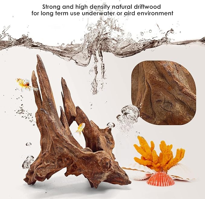 Jorewood Natural Small Aquarium Driftwood for Fish Tanks & Reptile Terrariums – 100% Safe Fish Tank Decorations, Unique Twisted Branches 5-Piece 4-8 Inch Low Tannin, Easy to Sink