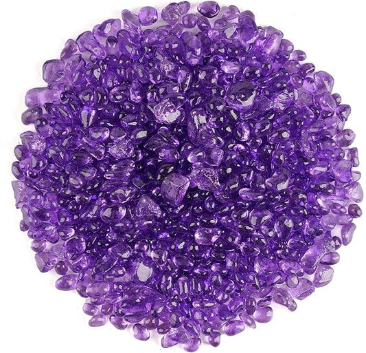Glass Stones, 1Lb/460g Irregular Sea Glass Dercorative Rocks Non-Toxic Artificial Crystal Pebbles for Aquarium Decoration/Vase Filler/Table Scatter/Handcraft/Jewelry Making/Gems Display, Purple