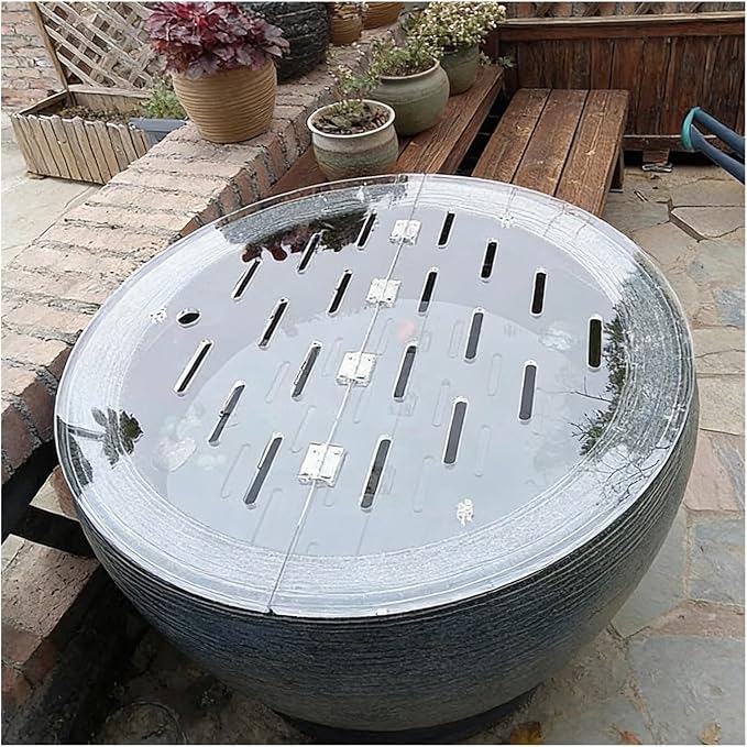 LZMZMQ Round Acrylic Plate Fish Tank Cover, Folding Flip-top Aquarium Anti-Jumping Lid with Hole, Profect Fish from Jumping Out Protect Cat(80cm/31in)