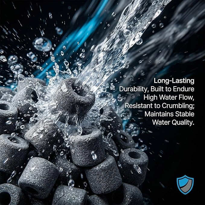 Sukh Ceramic Rings for Aquarium Filter – 1.6cm Porous Bio Media, 15oz Fish Tank Filtration Replacement for 20–55 Gallon Canister & Pond Systems, Includes 2 Media Bags for Freshwater Saltwater Setup
