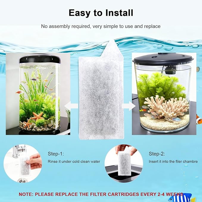 Small Aquarium Filter Cartridges Replacement Compatible with Tetra Whisper 3i Internal Filters, Frameless Design Filter Refills Work with 3-10 Gallons Small Fish Tank