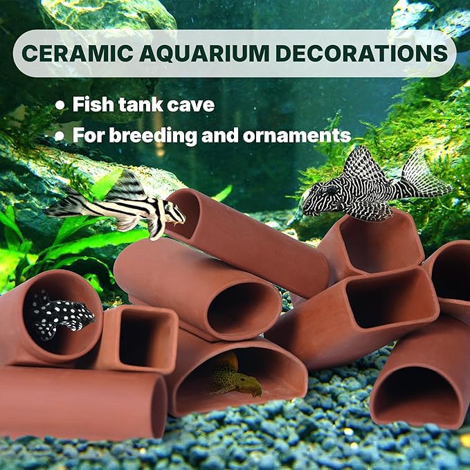 Generic 2 Small Round Plecos Fish Caves, Hide Away Caves for Plecos, Angelfish, Cichlids and More, Dark Red