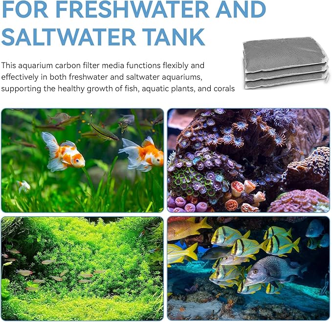 8 Oz Pro-C Aquarium Canister Filter Media Bag Compatible with Penn-Plax Cascade, Canister Filter Carbon Media for Remove Odors & Clear Water, Fish Tank Carbon Filter, 3 Pack (235g/bag)