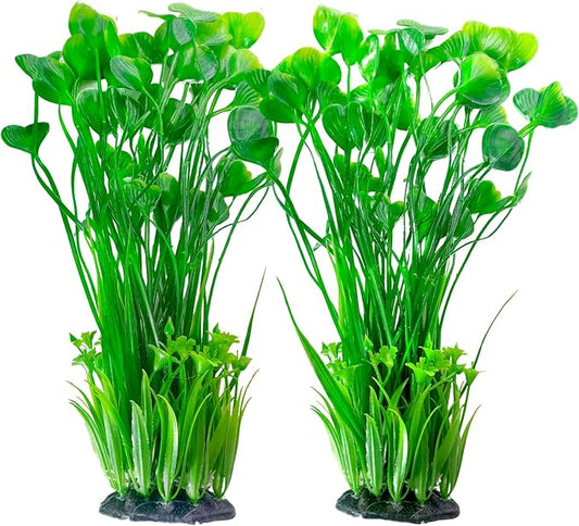 kathson Large Plastic Aquarium Plants,2 Pcs Tall Fish Tank Plants Decor Artificial Seaweed Water Plant Ornament Freshwater and Saltwater Extra Large Aquarium Plant Decorations for Small Tanks