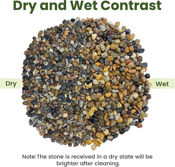 5LB Natural Aquarium Gravel, Small River Rocks for Fish Tank, Garden & Vase Decor - 1/4 Inch Pea Gravel, 4-8mm Polished Stones for Landscaping, Potted Plants, Terrarium