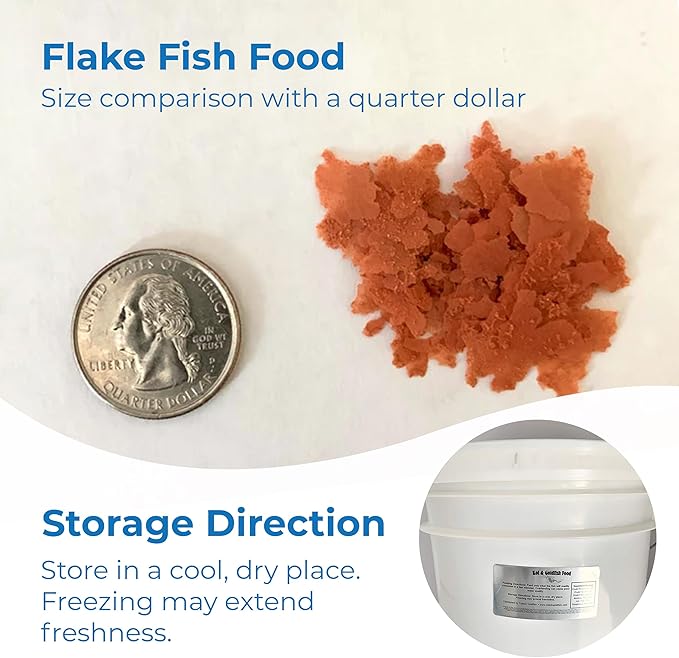 Toledo Goldfish Ornamental Live Goldfish and Koi Food for Ponds, Aquariums, and Tanks - Flake Food, 2.4 Ounces