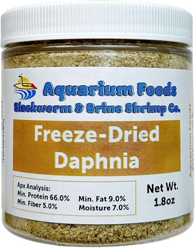 Daphnia, Freeze Dried Fresh Water Daphnia for Fry, Babies and Small Tropicals, Marines, Corals, Anemones, Cichlids, Fry and Baby Koi & Pond Fish…1.8oz Small Round Jar